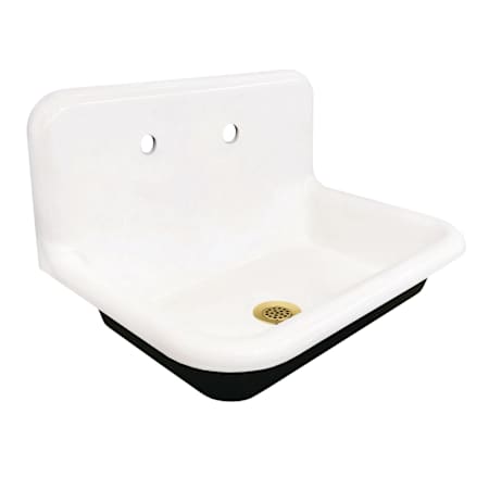 Kingston Brass Towne 30" Wall Mounted Single Basin Cast Iron Utility Sink White / Brushed Brass