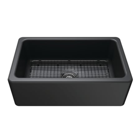 Kingston Brass Traditional 29-3/4" Farmhouse Single Basin Fireclay Kitchen Sink with Basket Strainer Matte Black