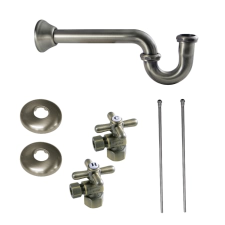 Kingston Brass Trimscape Plumbing Supply Kit Combo with P-Trap, Supply Lines, and Dual Handles Antique Brass