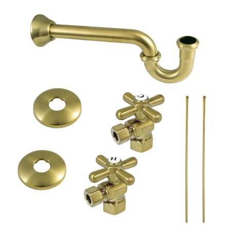 Kingston Brass Trimscape Plumbing Supply Kit Combo with P-Trap, Supply Lines, and Dual Handles Brushed Brass