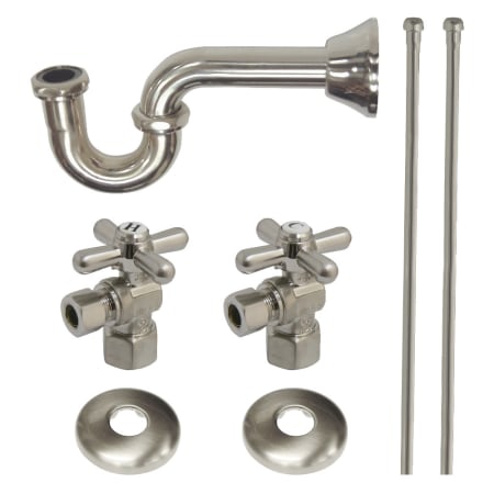 Kingston Brass Trimscape Plumbing Supply Kit Combo with P-Trap, Supply Lines, and Dual Handles Brushed Nickel