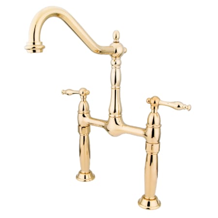Kingston Brass Victorian 1.2 GPM Bridge, Widespread Bathroom Faucet Polished Brass