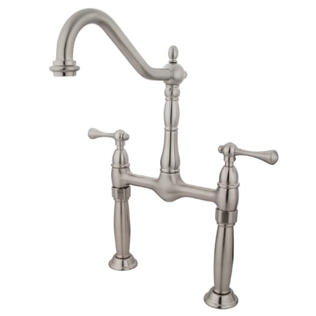 Kingston Brass Victorian 1.2 GPM Vessel Bridge, Widespread Bathroom Faucet Brushed Nickel