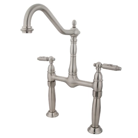 Kingston Brass Victorian 1.2 GPM Bridge, Widespread Bathroom Faucet Brushed Nickel