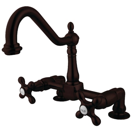 Kingston Brass Heritage 1.8 GPM Widespread Bridge Kitchen Faucet - Includes Escutcheon Oil Rubbed Bronze