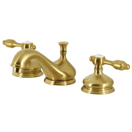 Kingston Brass Tudor 1.2 GPM Widespread Bathroom Faucet with Pop-Up Drain Assembly Brushed Brass