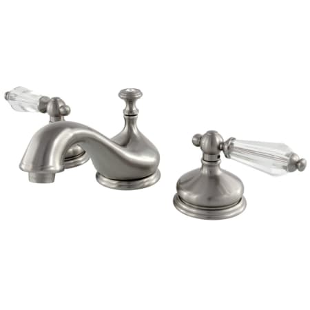 Kingston Brass Wilshire 1.2 GPM Widespread Bathroom Faucet with Pop-Up Drain Assembly Brushed Nickel