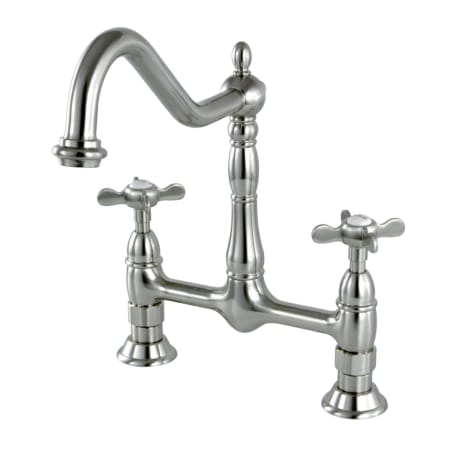 Kingston Brass Essex 1.8 GPM Widespread Bridge Kitchen Faucet - Includes Escutcheon Brushed Nickel