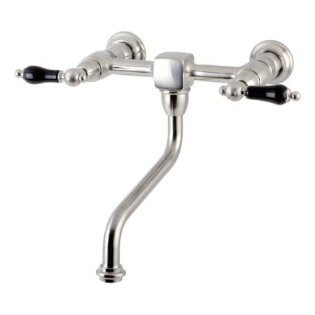 Kingston Brass Duchess 1.2 GPM Wall Mounted Bridge, Widespread Bathroom Faucet Brushed Nickel