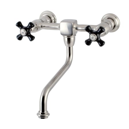Kingston Brass Duchess 1.2 GPM Wall Mounted Bridge, Widespread Bathroom Faucet Brushed Nickel