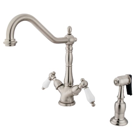 Kingston Brass Heritage 1.8 GPM Single Hole Kitchen Faucet - Includes Side Spray Brushed Nickel
