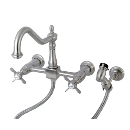 Kingston Brass Essex 1.8 GPM Widespread Bridge Kitchen Faucet - Includes Escutcheon and Side Spray Brushed Nickel