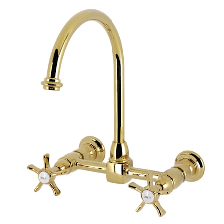 Kingston Brass Hamilton 1.8 GPM Wall Mounted Widespread Bridge Kitchen Faucet Polished Brass