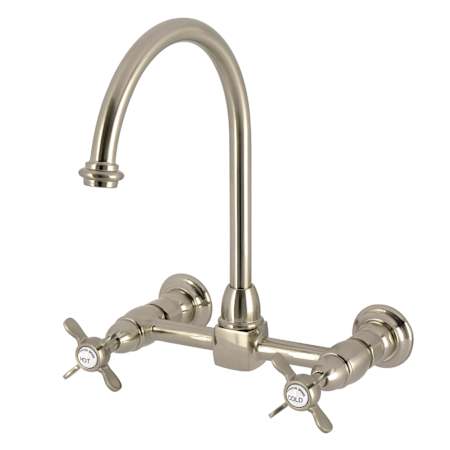 Kingston Brass Essex 1.8 GPM Widespread Bridge Kitchen Faucet Brushed Nickel