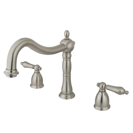 Kingston Brass Heritage Deck Mounted Roman Tub Filler Brushed Nickel