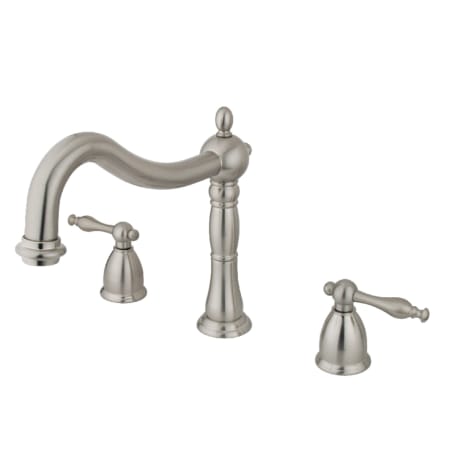 Kingston Brass Heritage Deck Mounted Roman Tub Filler Brushed Nickel