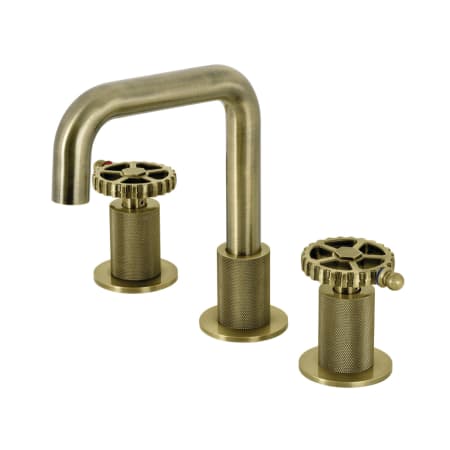Kingston Brass Fuller 1.2 GPM Widespread Bathroom Faucet with Pop-Up Drain Assembly Antique Brass
