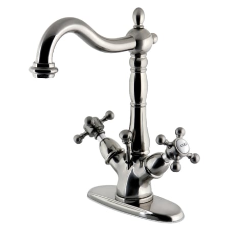 Kingston Brass Vintage 1.2 GPM Single Hole Bathroom Faucet with Pop-Up Drain Assembly Brushed Nickel