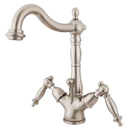 Kingston Brass Heritage 1.2 GPM Single Hole Bathroom Faucet with Pop-Up Drain Assembly Brushed Nickel