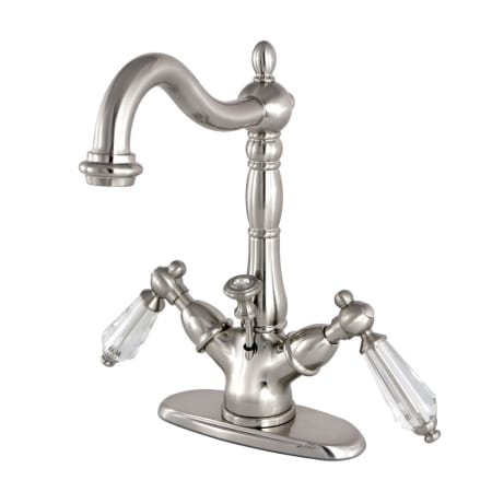 Kingston Brass Wilshire 1.2 GPM Single Hole Bathroom Faucet with Pop-Up Drain Assembly Brushed Nickel
