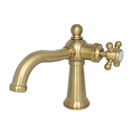 Kingston Brass Nautical 1.2 GPM Deck Mounted Single Hole Bathroom Faucet with Pop-Up Drain Assembly Brushed Brass