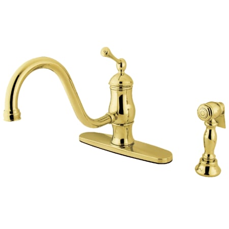 Kingston Brass Heritage 1.8 GPM Standard Kitchen Faucet - Includes Side Spray Polished Brass