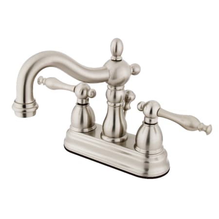 Kingston Brass Heritage 1.2 GPM Centerset Bathroom Faucet with Pop-Up Drain Assembly Brushed Nickel