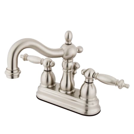 Kingston Brass Heritage 1.2 GPM Centerset Bathroom Faucet with Pop-Up Drain Assembly Brushed Nickel