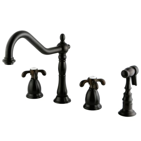 Kingston Brass French Country 1.8 GPM Widespread Kitchen Faucet - Includes Escutcheon and Side Spray Oil Rubbed Bronze