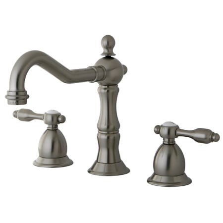 Kingston Brass Tudor 1.2 GPM Widespread Bathroom Faucet with Pop-Up Drain Assembly Brushed Nickel