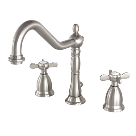 Kingston Brass Essex 1.2 GPM Widespread Bathroom Faucet with Pop-Up Drain Assembly Brushed Nickel