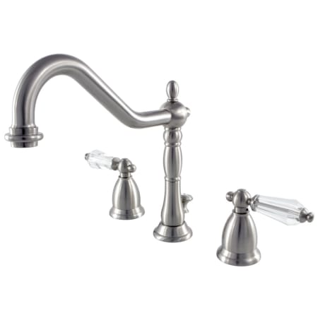 Kingston Brass Wilshire 1.2 GPM Widespread Bathroom Faucet with Pop-Up Drain Assembly Brushed Nickel