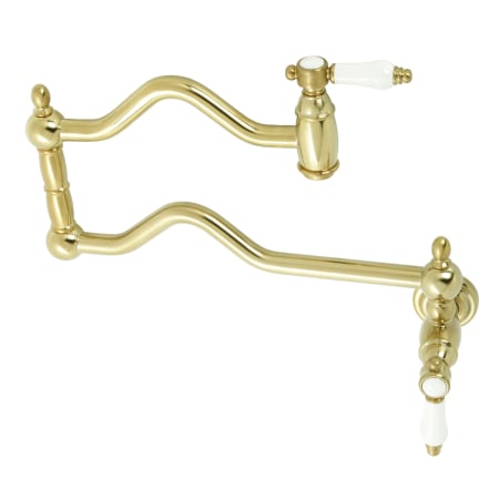 Kingston Brass Bel-Air 3.8 GPM Single Hole Wall Mounted Pot Filler Brushed Brass