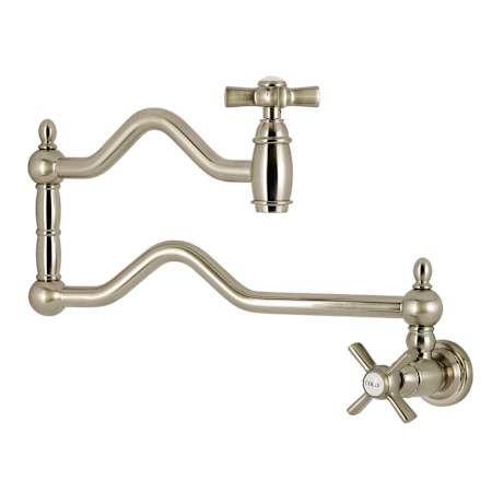 Kingston Brass Millennium 4.5 GPM Wall Mounted Single Hole Pot Filler Brushed Nickel