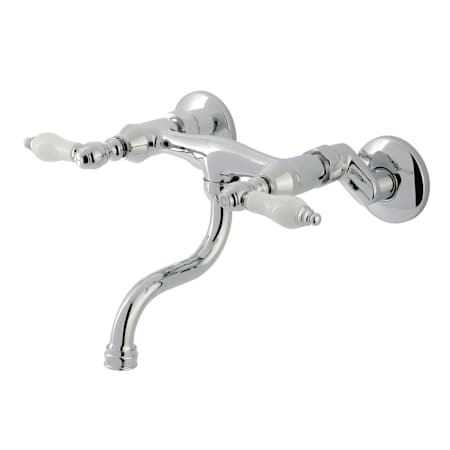 Kingston Brass Kingston 1.2 GPM Wall Mounted Bridge, Widespread Bathroom Faucet Polished Chrome