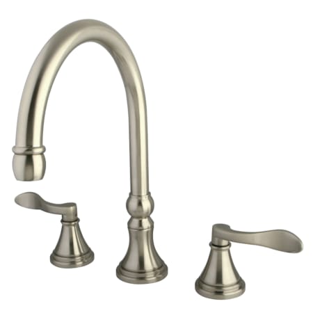 Kingston Brass NuFrench Deck Mounted Roman Tub Filler Brushed Nickel