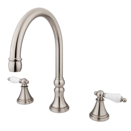 Kingston Brass Governor Deck Mounted Roman Tub Filler Brushed Nickel