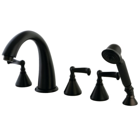 Kingston Brass Deck Mounted Roman Tub Filler with Built-In Diverter - Includes Hand Shower Oil Rubbed Bronze