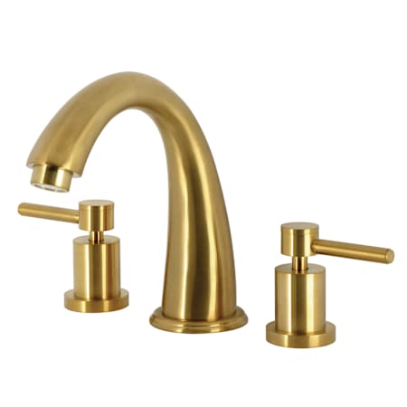 Kingston Brass Concord Deck Mounted Roman Tub Filler with Dual Lever Handles Brushed Brass