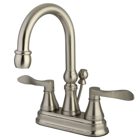 Kingston Brass NuFrench 1.2 GPM Centerset Bathroom Faucet with Pop-Up Drain Assembly Brushed Nickel