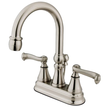Kingston Brass Royale 1.2 GPM Centerset Bathroom Faucet with Pop-Up Drain Assembly Brushed Nickel