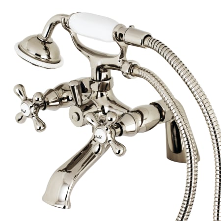 Kingston Brass Kingston Deck Mounted Clawfoot Tub Filler with Built-In Diverter - Includes Hand Shower Polished Nickel