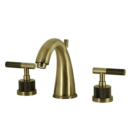 Kingston Brass Convergent 1.2 GPM Widespread Bathroom Faucet with Pop-Up Drain Assembly Antique Brass
