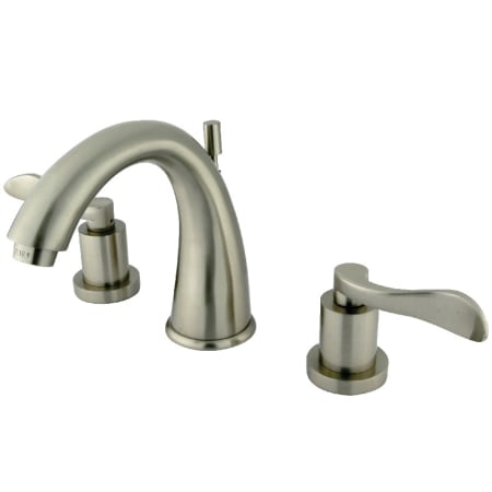 Kingston Brass NuWave 1.2 GPM Widespread Bathroom Faucet with Pop-Up Drain Assembly Brushed Nickel