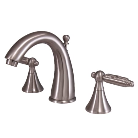 Kingston Brass Nautica 1.2 GPM Widespread Bathroom Faucet with Pop-Up Drain Assembly Brushed Nickel