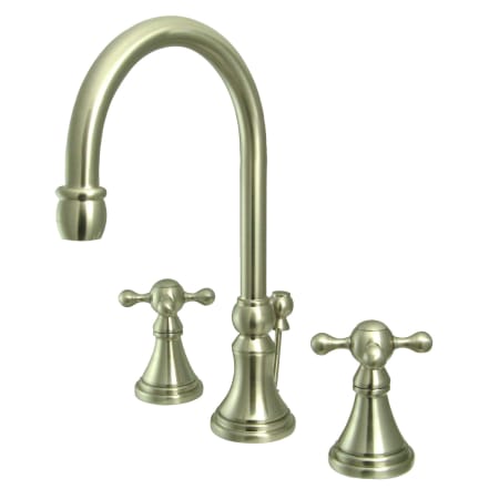Kingston Brass Governor 1.2 GPM Widespread Bathroom Faucet with Pop-Up Drain Assembly Brushed Nickel