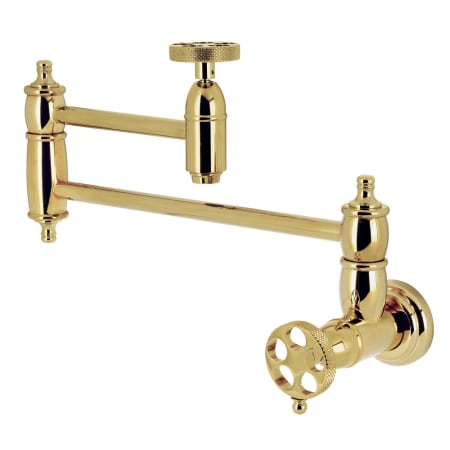 Kingston Brass Webb 3.8 GPM Wall Mounted Single Hole Pot Filler Polished Brass