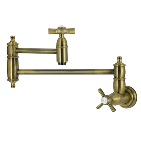 Kingston Brass Millennium 3.8 GPM Wall Mounted Single Hole Pot Filler Antique Brass