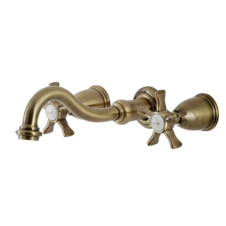 Kingston Brass Hamilton 1.2 GPM Wall Mounted Widespread Bathroom Faucet Antique Brass