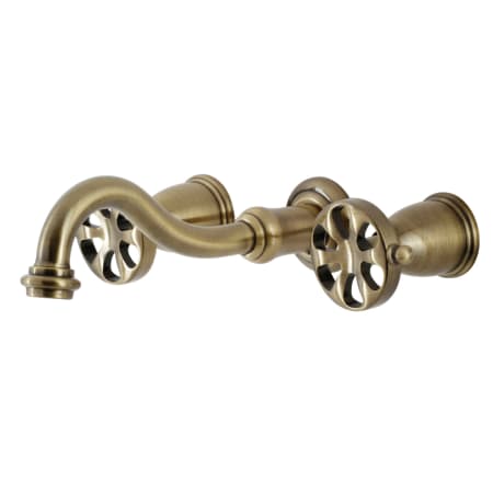 Kingston Brass Belknap 1.2 GPM Wall Mounted Widespread Bathroom Faucet Antique Brass